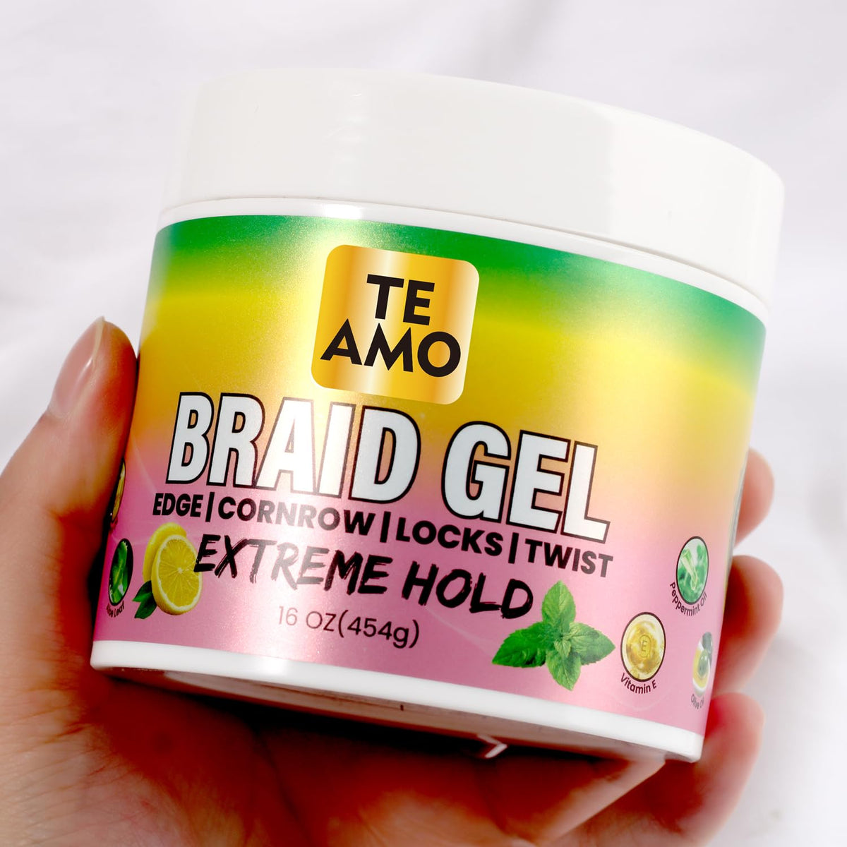 Te Amo gel smooths frizz for sleek edges on braids