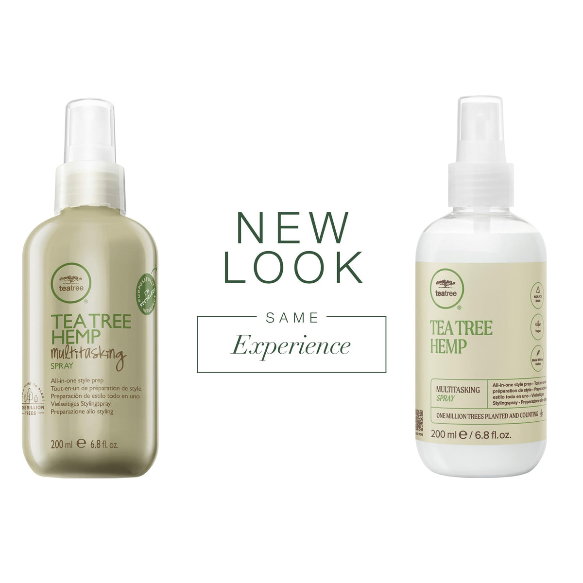 Tea Tree Hemp Multitasking Spray spray-on-hair shows easy detangling and gentle styling.