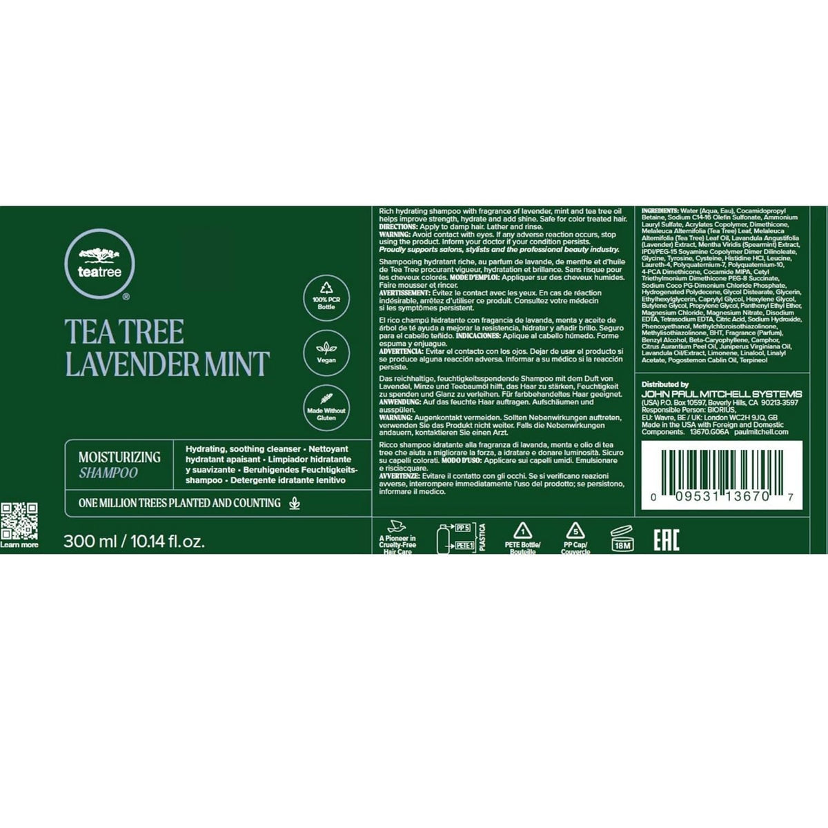 Tea Tree Lavender Mint Conditioner bottle demonstrates detangling and added manageability.