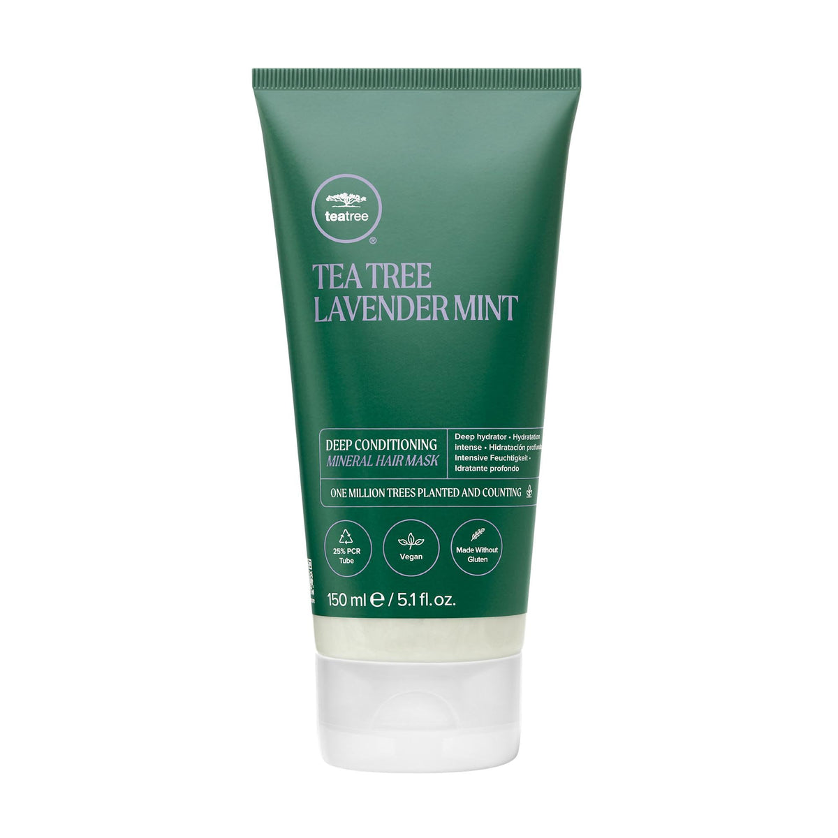 Tea Tree Lavender Mint deep conditioning mask pour highlights mineral-rich hydration.