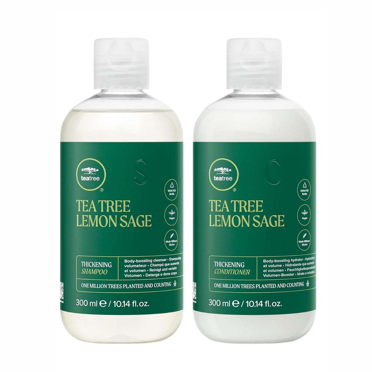 Tea Tree Lemon Sage Shampoo bottle boosts volume and refreshes scalp.