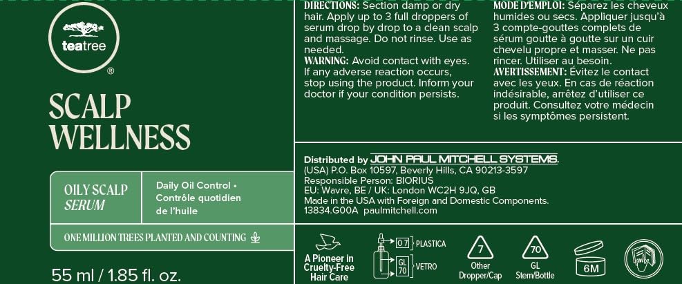 Tea Tree Scalp Wellness Serum after-use scene with refreshed, balanced scalp.