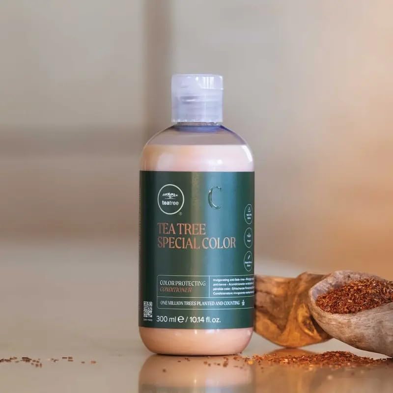 Tea Tree Special Color Conditioner with UV protection for color vibrancy.