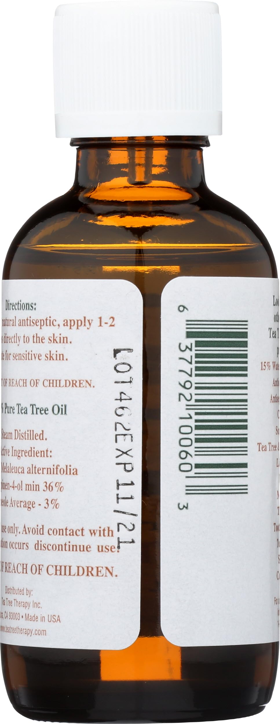 Tea Tree Therapy oil dropper application demonstrates easy topical use.