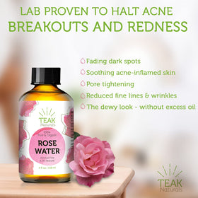 Rose petals and Teak Naturals Rose Water Toner for natural hydration