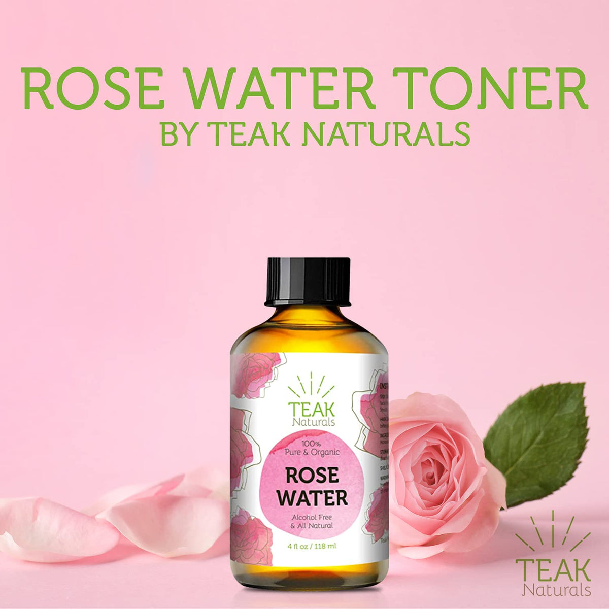 Teak Naturals Rose Water Toner spray mist for refreshing daytime hydration