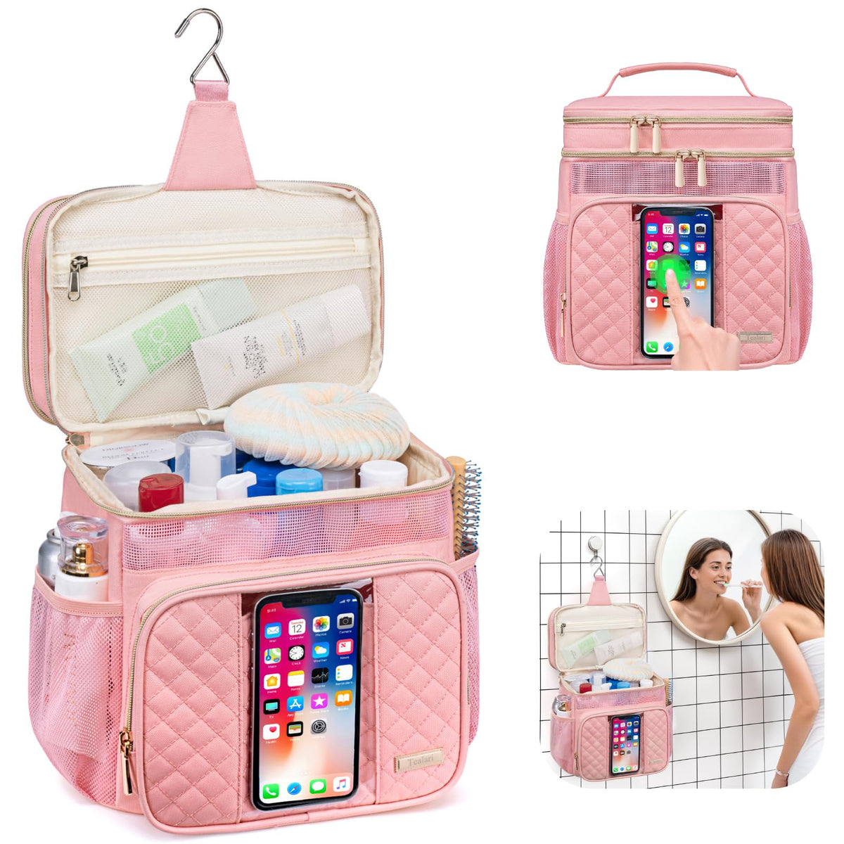 Tealari hanging shower caddy with sturdy hook for dorm room use
