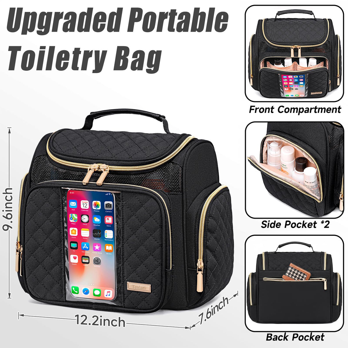 Tealari bag hangs securely with a hook for hands-free storage in dorms.