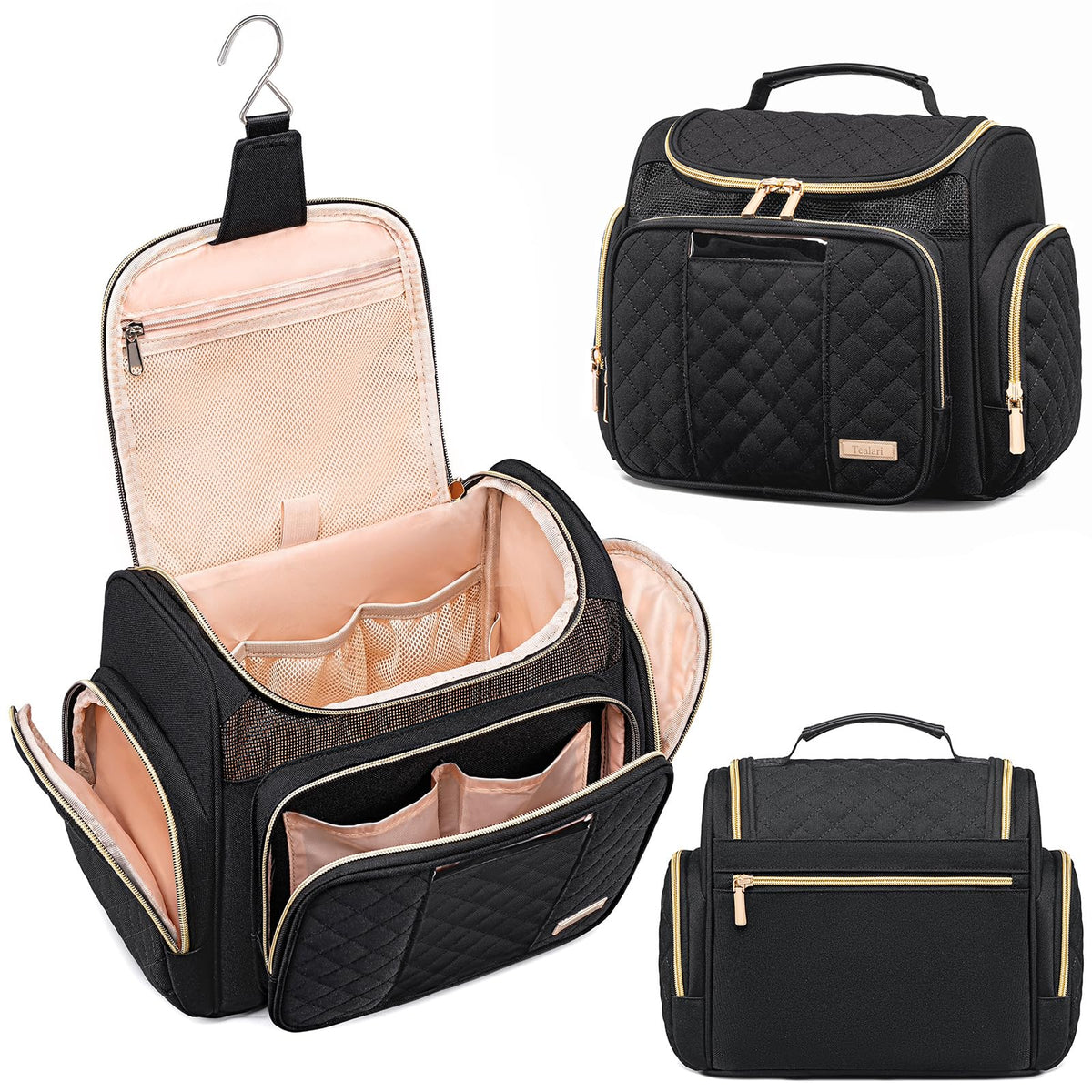 Tealari large toiletry bag with water-resistant fabric for durable travel use.