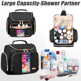 Tealari large opening enables quick access to full-size toiletries.