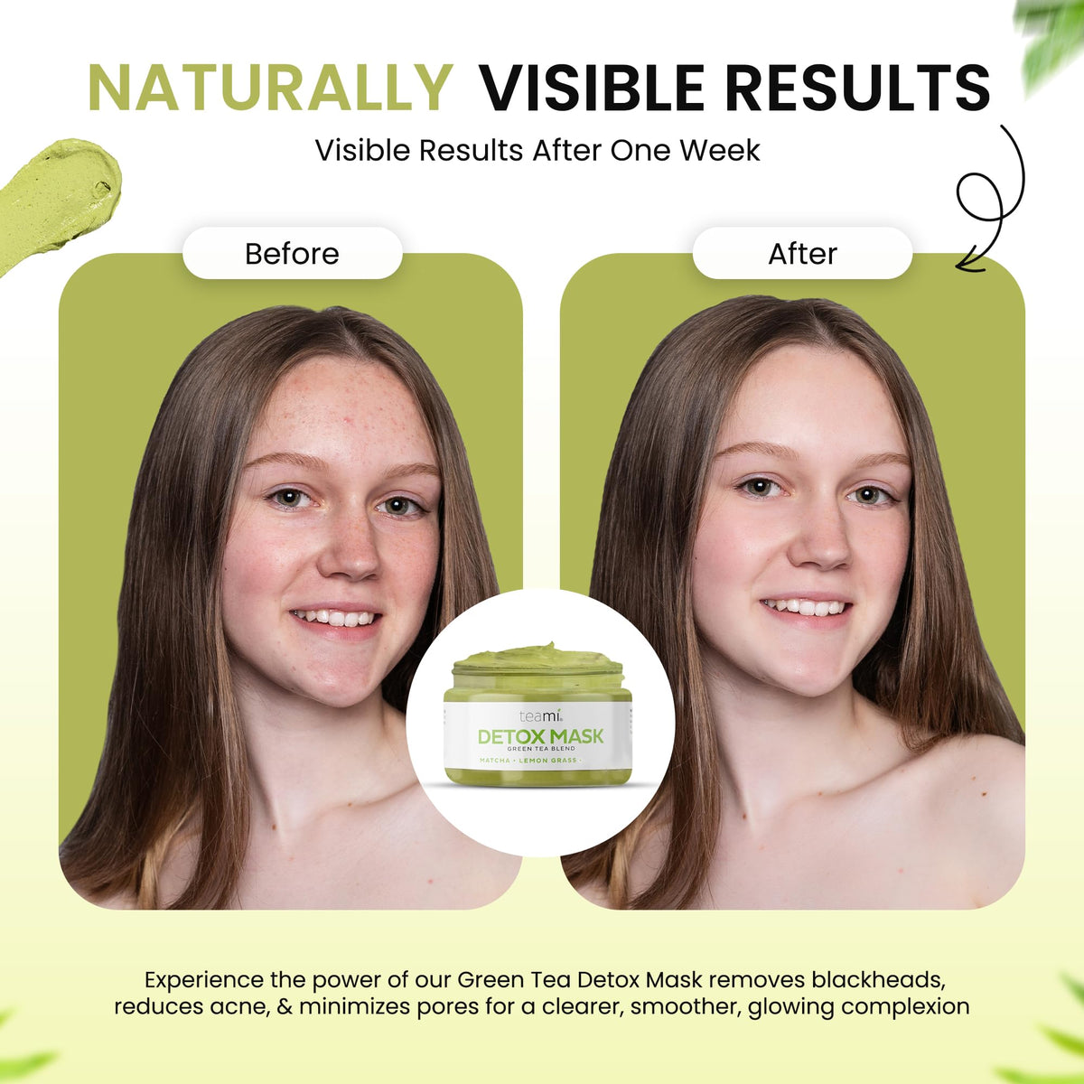 Teami Detox Mask rinse-off shows warm water removal and refreshed skin.