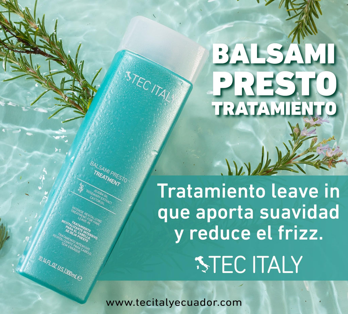 Tec Italy Balsami Presto leave-in hair treatment in hand showing easy application.