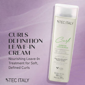 Tec Italy Curls cream texture close-up for lightweight detangling.