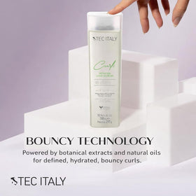 Tec Italy Curls bouncy technology graphic illustrating springy curl effect.