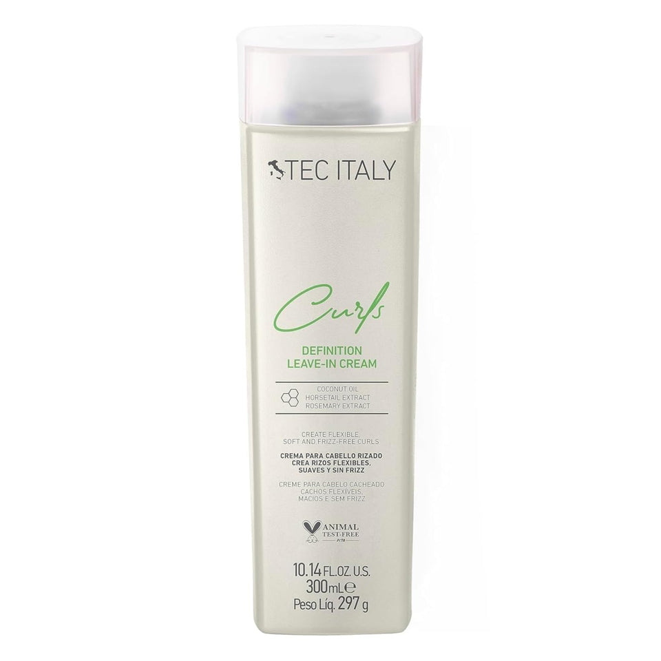 Tec Italy Curls leave-in cream bottle for defined, frizz-free curls.