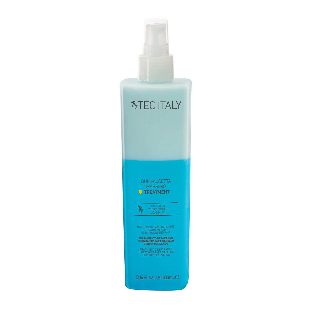 Tec Italy Due Faccetta Massimo bottle pour promoting hydro-nourishing action for damaged or over-processed hair
