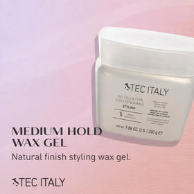 Texture close-up of Tec Italy Gel Dela Cera Effetto Normale showing definition.
