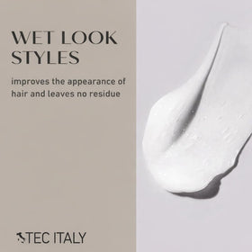 Tec Italy Gellini High Hold style setting close-up highlighting wet look finish.
