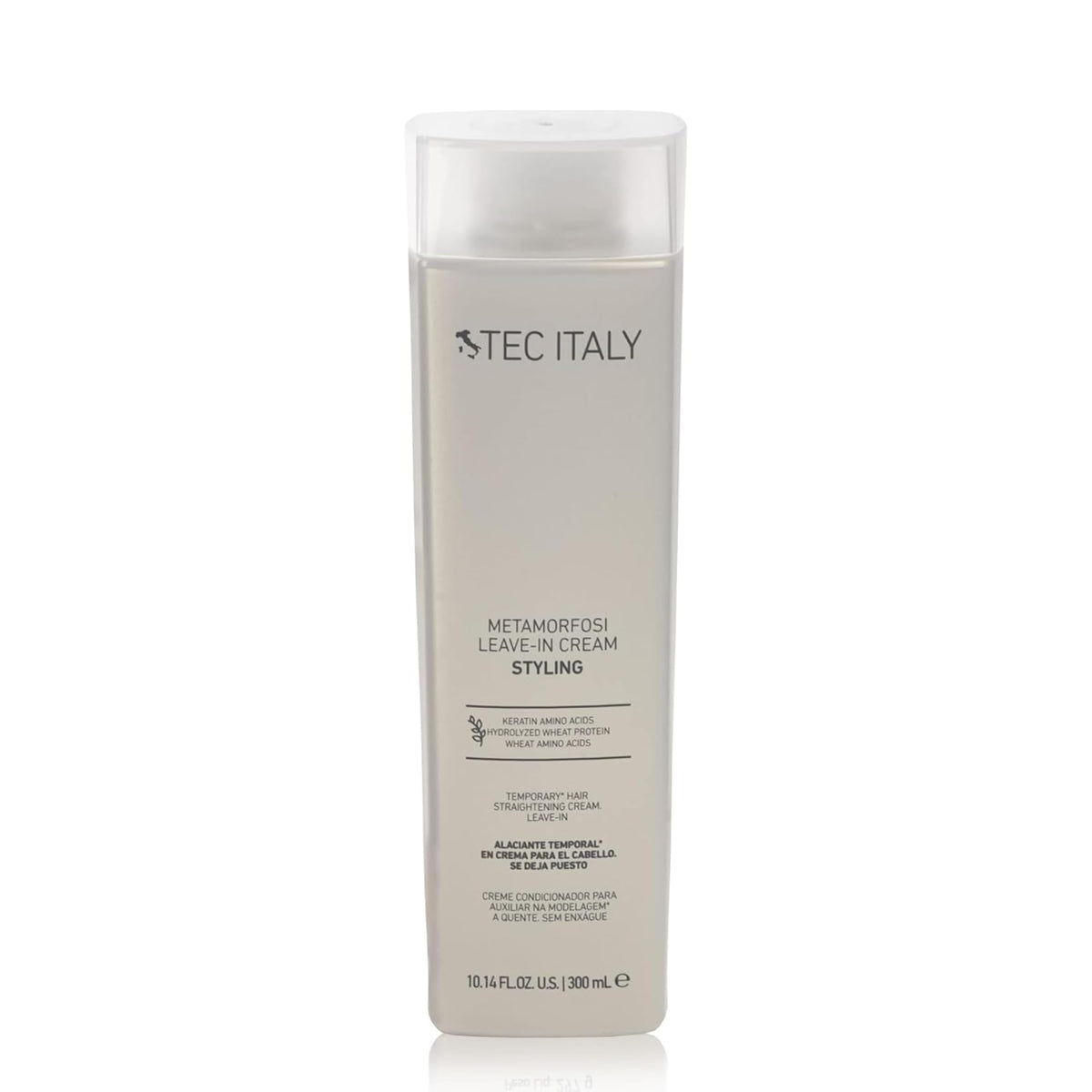 Tec Italy Metamorfosi Leave-In bottle pour shows easy application for quick smoothing