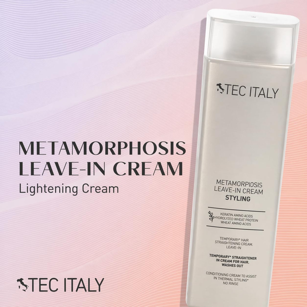 Tec Italy Metamorfosi Leave-In cream on hair styling demonstrates lightweight smoothing