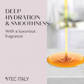 Tec Italy Olio Vital Deep Repair application demonstrates even distribution from mid-lengths to ends
