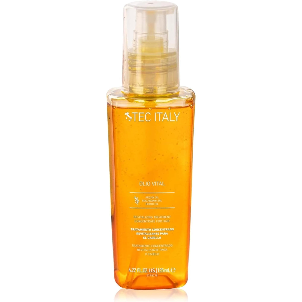 Tec Italy Olio Vital Deep Repair bottle closeup showing lightweight conditioning for dry hair