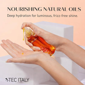 Tec Italy Olio Vital Deep Repair on damp hair shows radiant shine
