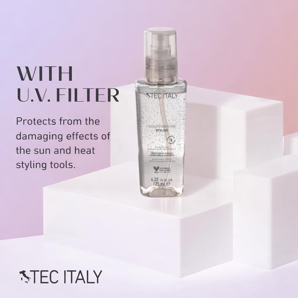 Tec Italy Silk System Shine Serum revitalizes ends reducing frizz and improving manageability.