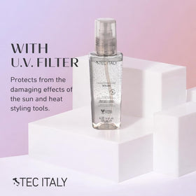 Tec Italy Silk System Shine Serum revitalizes ends reducing frizz and improving manageability.