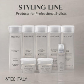 Tec Italy Silk System Shine Serum close-up of glossy strands highlighting nourishment and health.