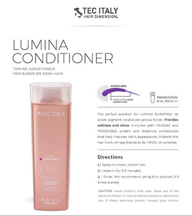Lumina shampoo and conditioner set on counter demonstrating coordinated color care