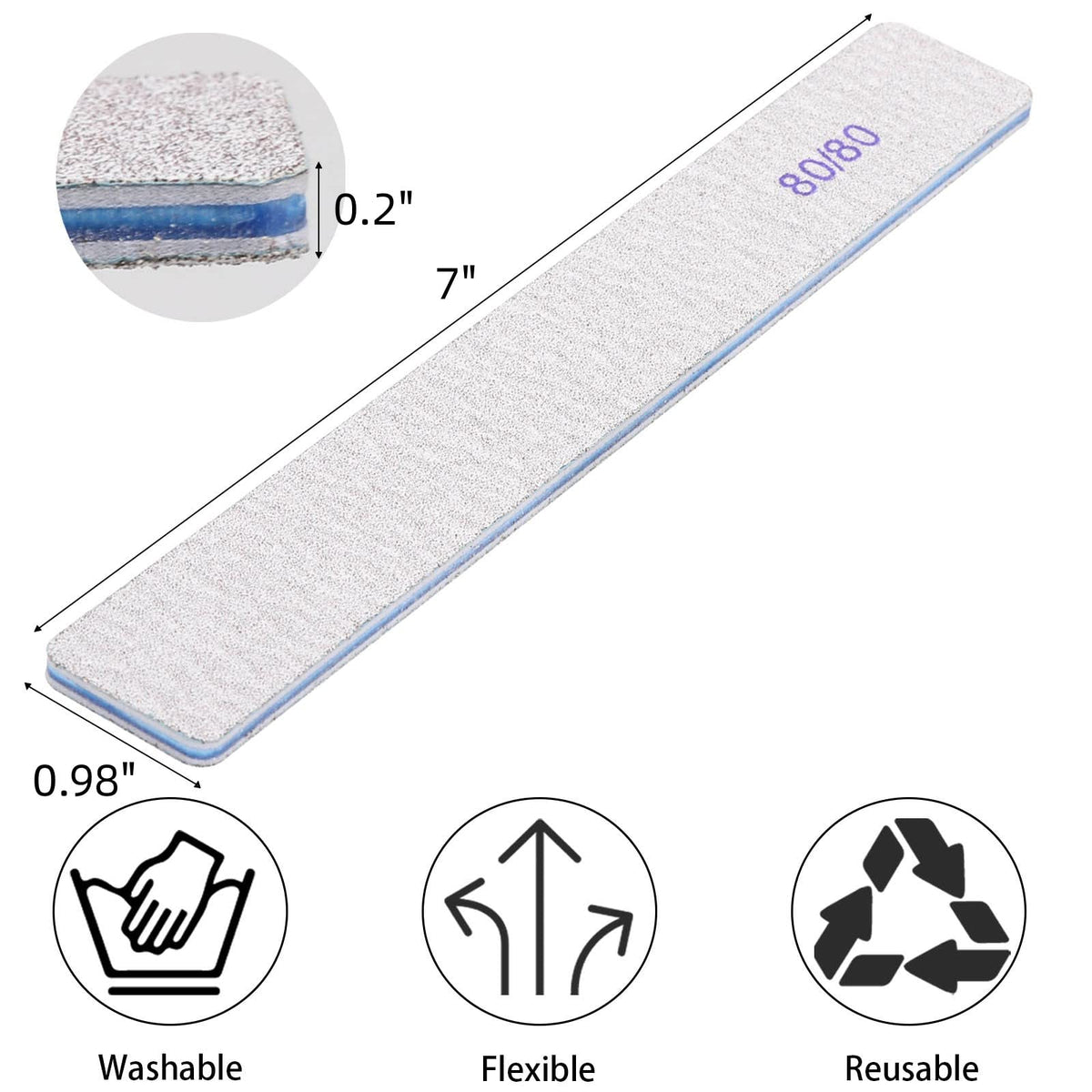 Tecbeauty double-sided emery boards showing dual grit for versatile filing.
