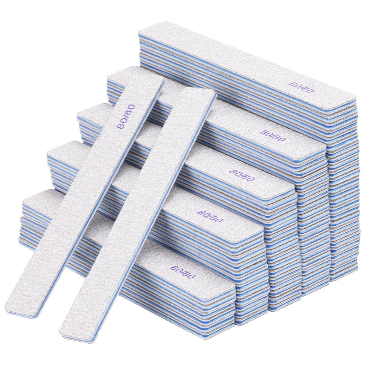 Tecbeauty rectangular nail files with 80/80 grit for acrylic shaping.