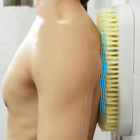 Tecbeauty self-adhesive installation back scrubber sticks securely to smooth shower walls.