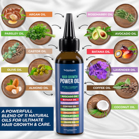 Technobeauty 11-oil blend ingredients close-up show herbal nourishment.