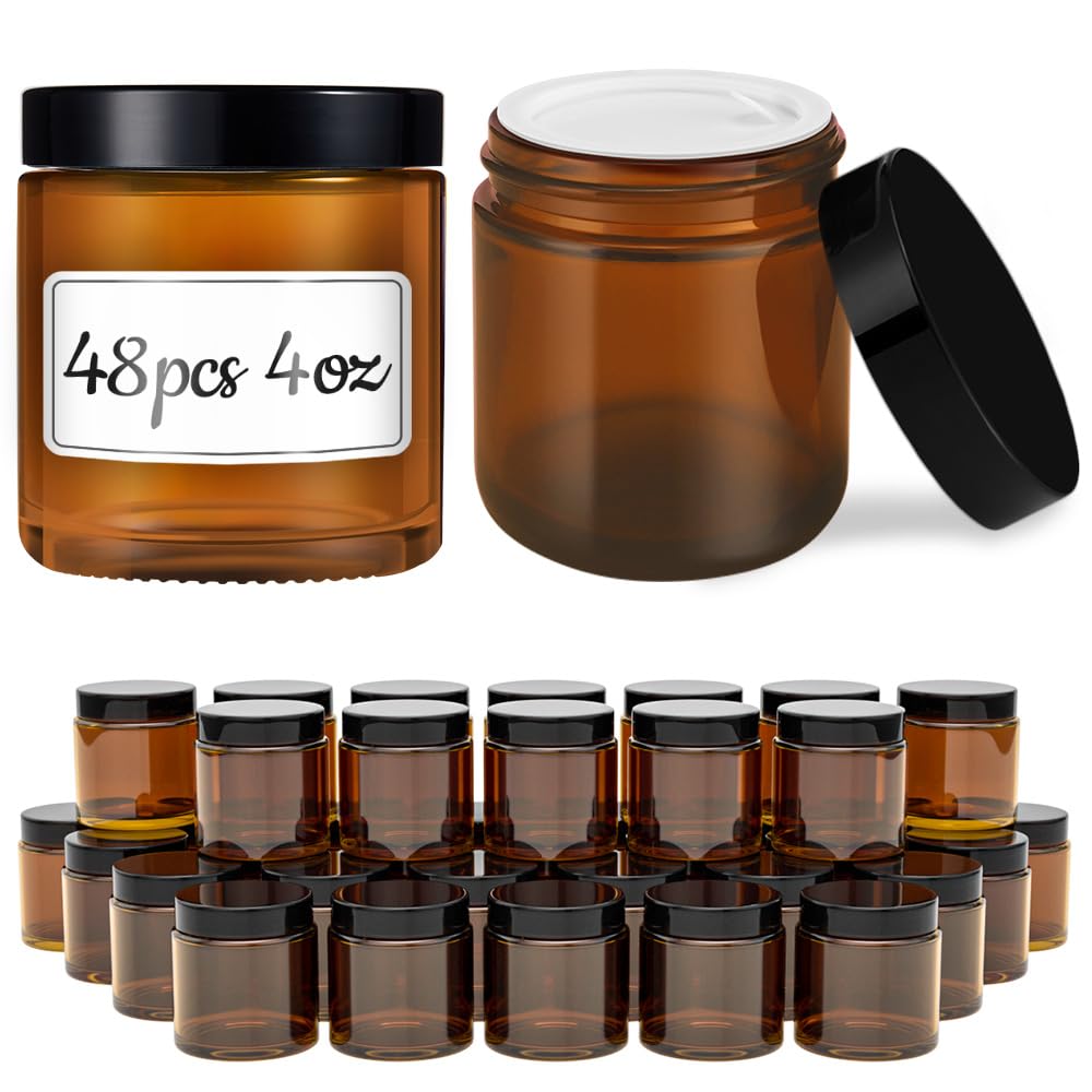 Tecohouse amber glass jar with lids, showing UV protection for creams and samples.