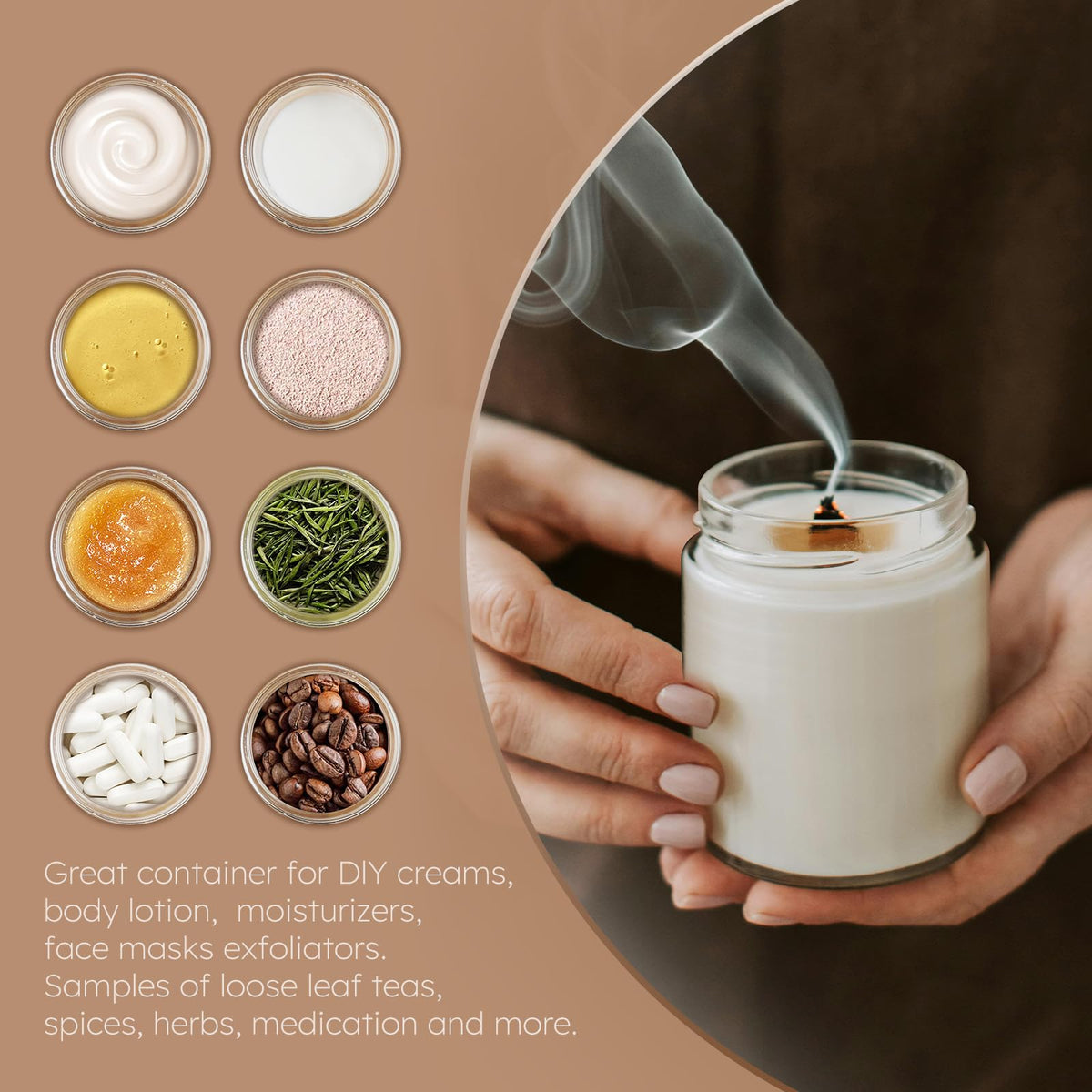Tecohouse versatile storage jar for cosmetics, spices, and more.
