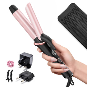 TECSIX dual-voltage travel curling iron for worldwide styling on the go.