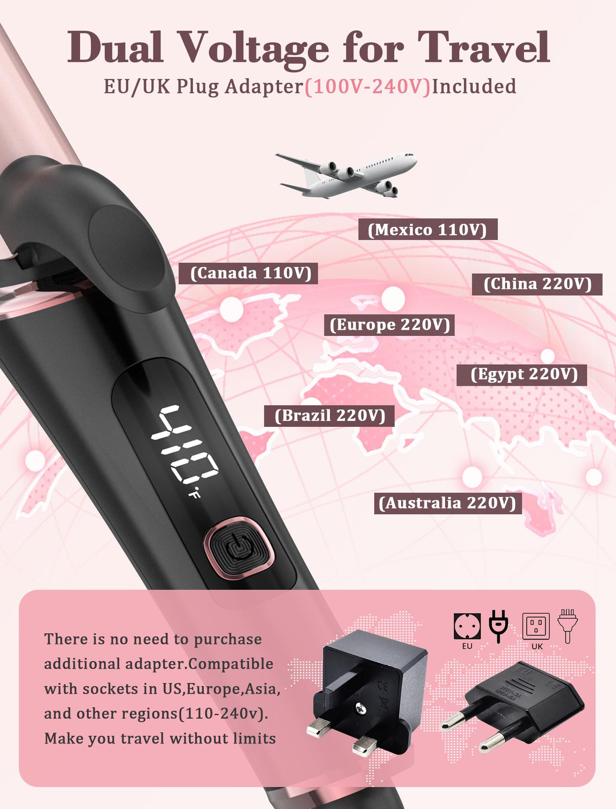 TECSIX travel curling iron with automatic-off for safety.