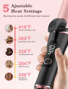 TECSIX 1-inch ceramic barrel delivers even heat.