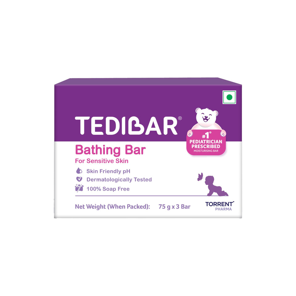TEDIBAR bathing bar outer packaging highlights gentle baby care