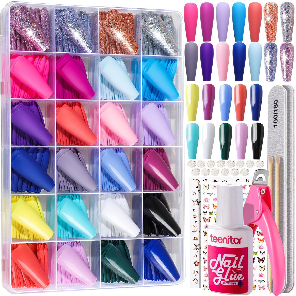 Teenitor glitter coffin nails add instant glam for parties and photos