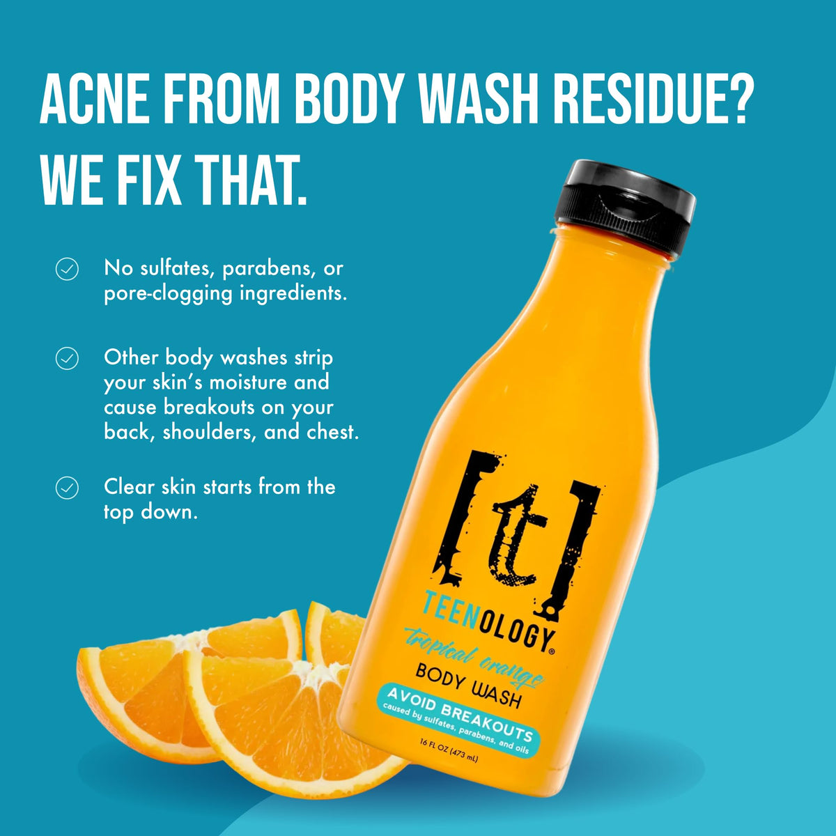 Teenology body wash foam-lather close-up showing soft cleansing.