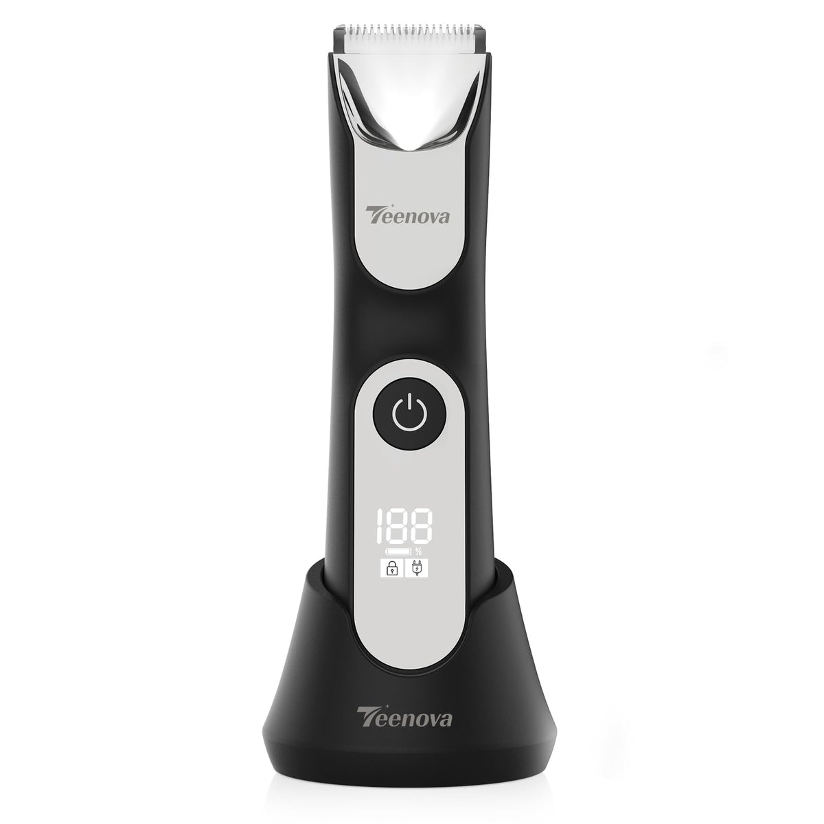 TEENOVA electric body hair trimmer shaver in silver for precise full-body grooming.