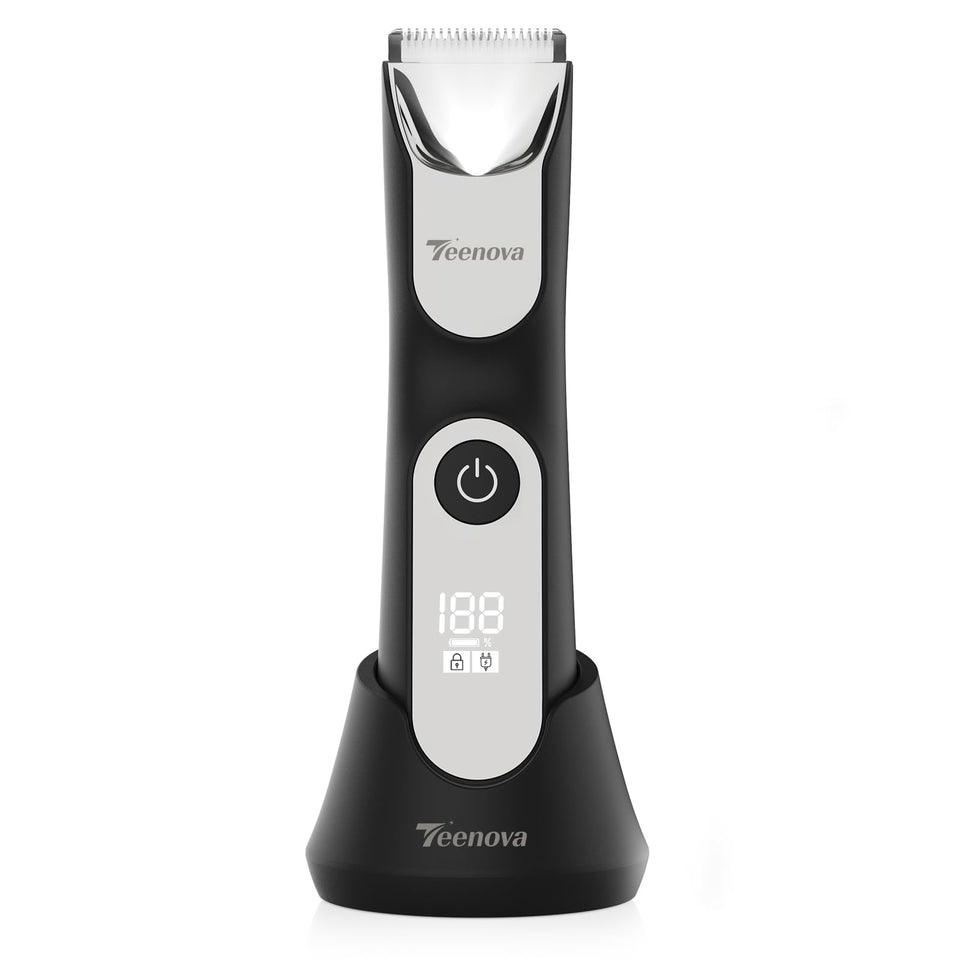 TEENOVA electric body hair trimmer shaver in silver for precise full-body grooming.