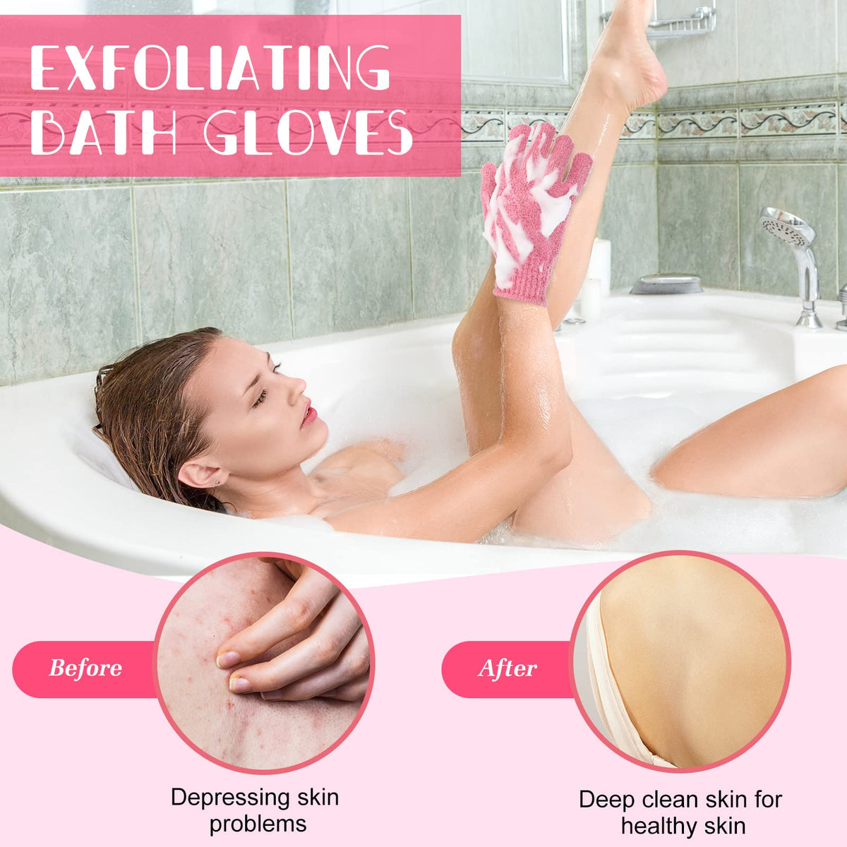 Tegeme 13-color assortment of exfoliating gloves for color-coded sharing.