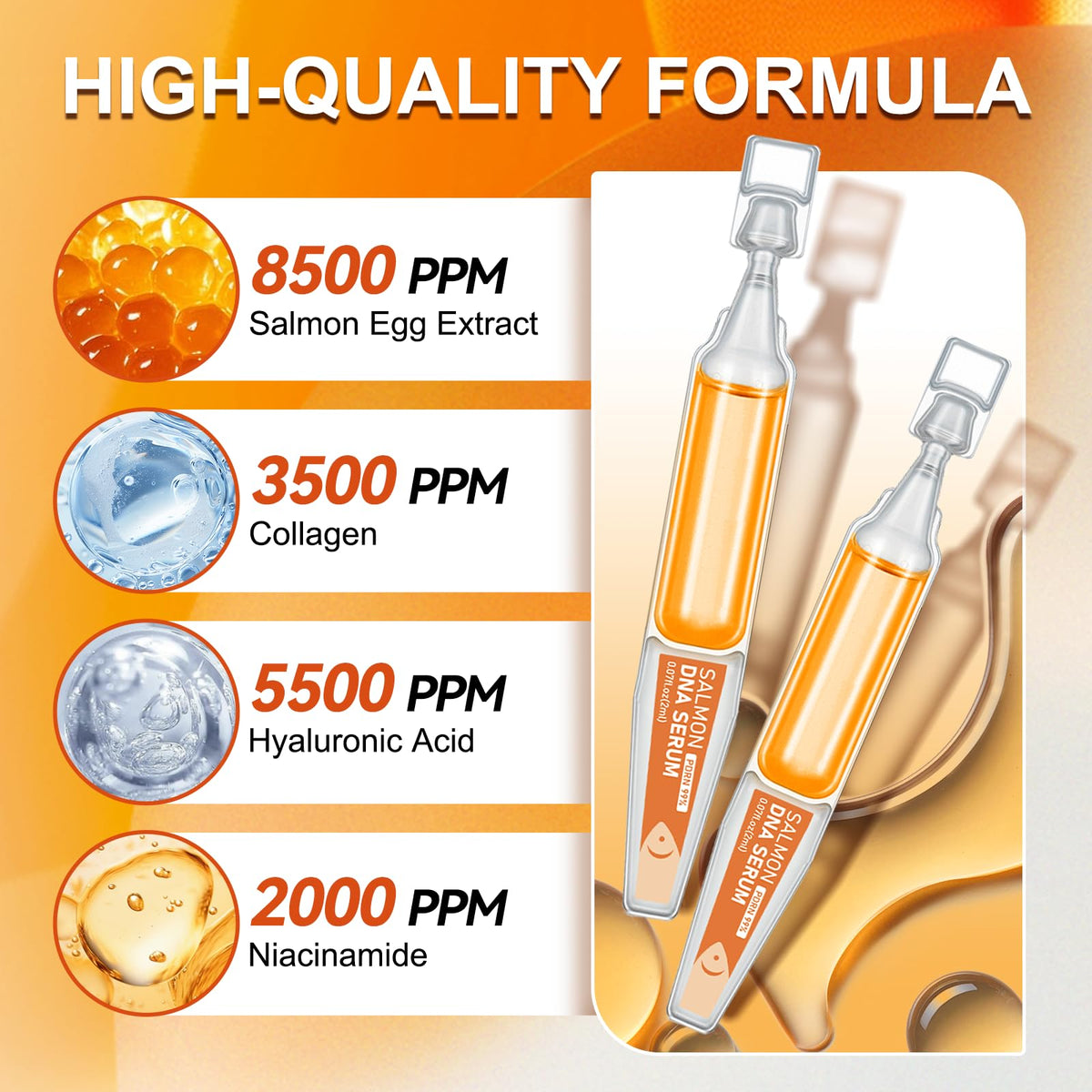 TEHCIN Salmon DNA Ampoule ingredients-label highlights DNA, collagen, and hyaluronic acid