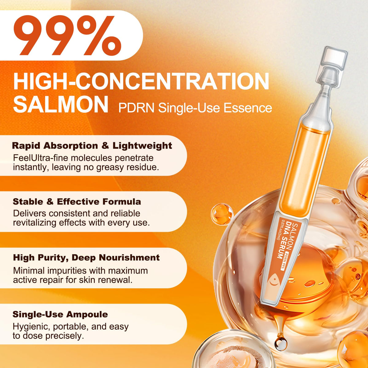 TEHCIN Salmon DNA Ampoule single-use pack ensures hygienic, accurate daily doses