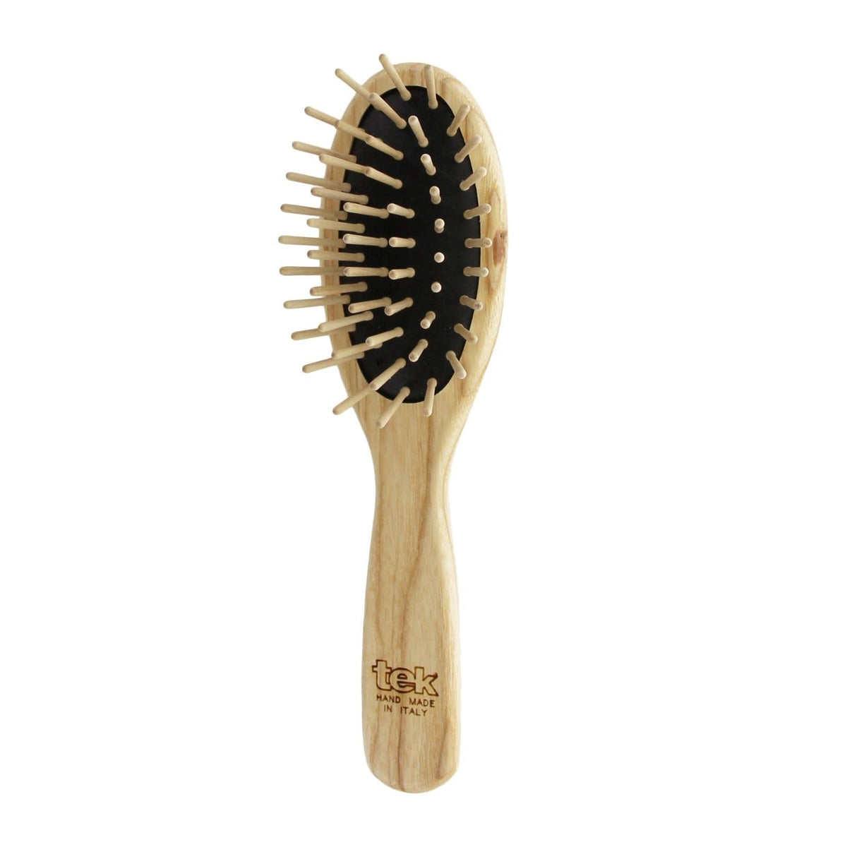 TEK oval wooden brush in natural ash for smooth detangling and scalp care.