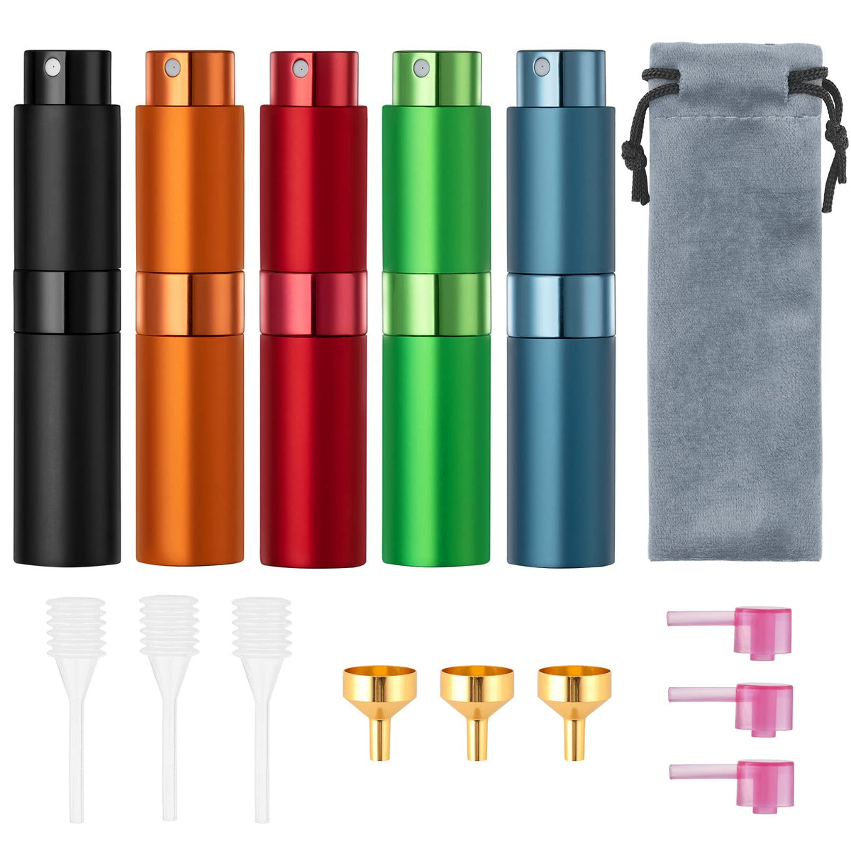 Tekson 8ml travel perfume atomizer in black with matte finish, portable fragrance solution.